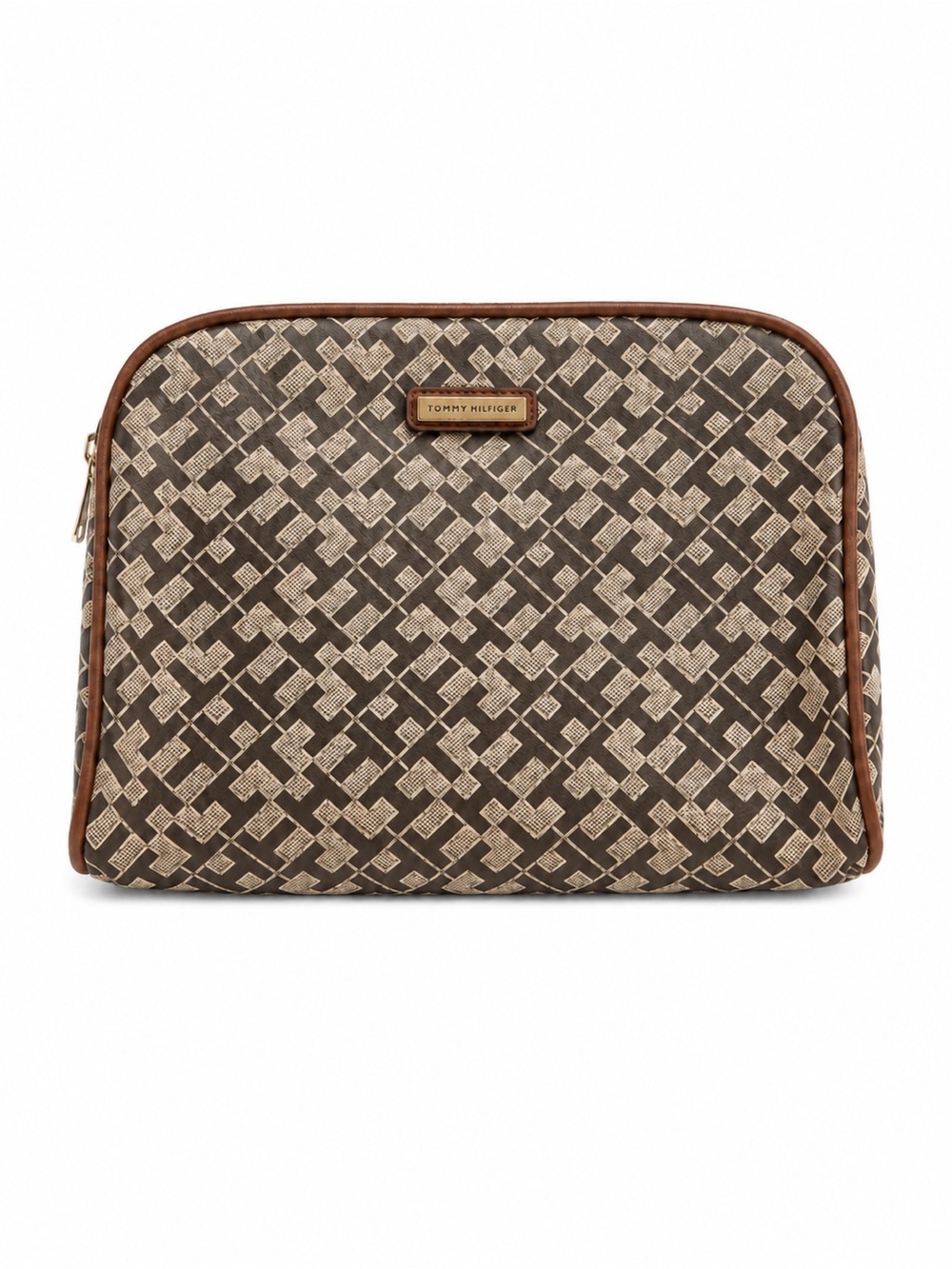 Tommy Hilfiger Brown & Tan Monogram Cosmetic Case